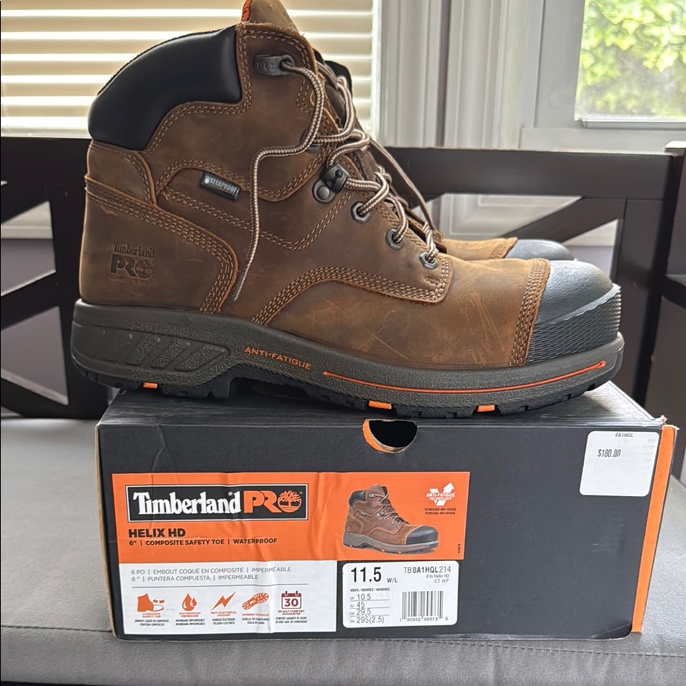 Timberland PRO Brown and Orange Work Boots 11.5     6” Composite Safety toe